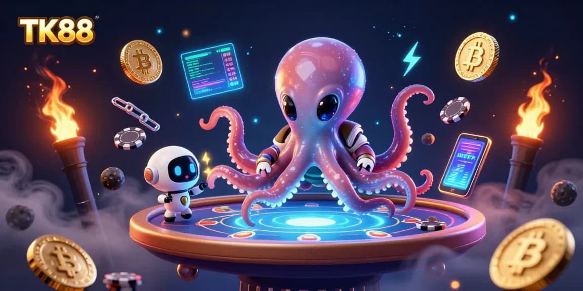 Experience thrilling action at TK88 with an alien-themed holographic poker scene.
