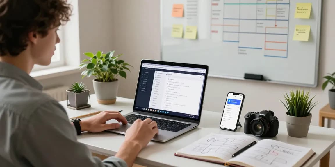 Build internal tools with AI in a modern workspace showcasing an inspiring tech environment.