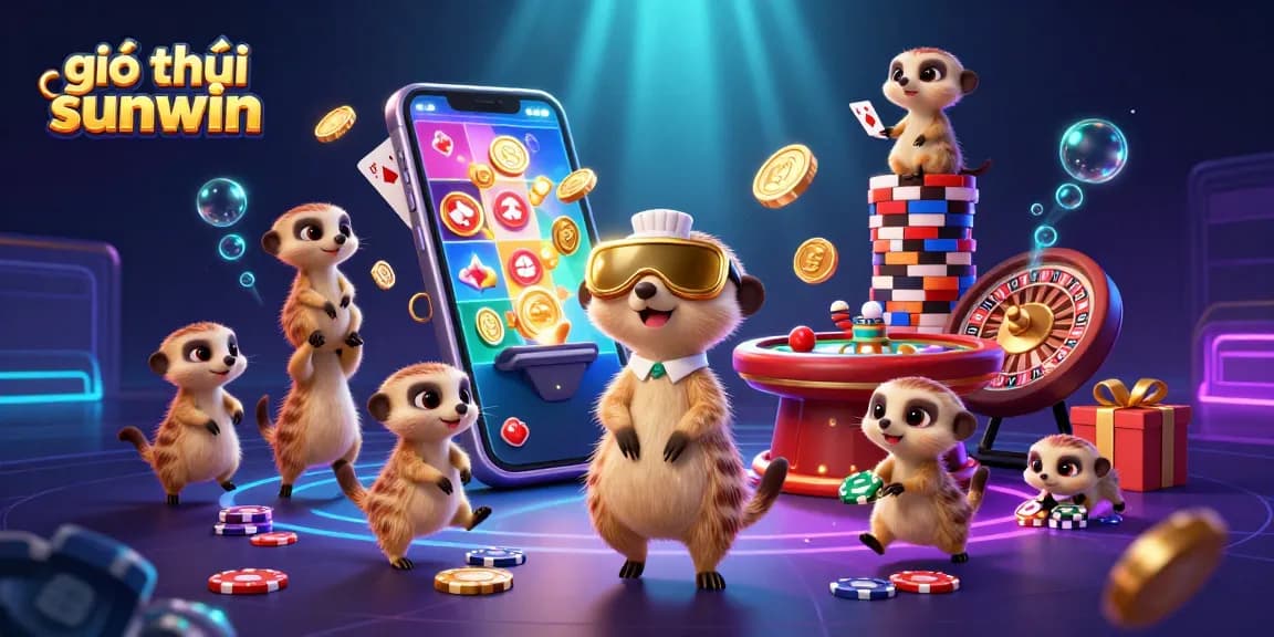 Experience giới thiệu sunwin with an engaging casino scene featuring animated meerkats and vivid game elements.