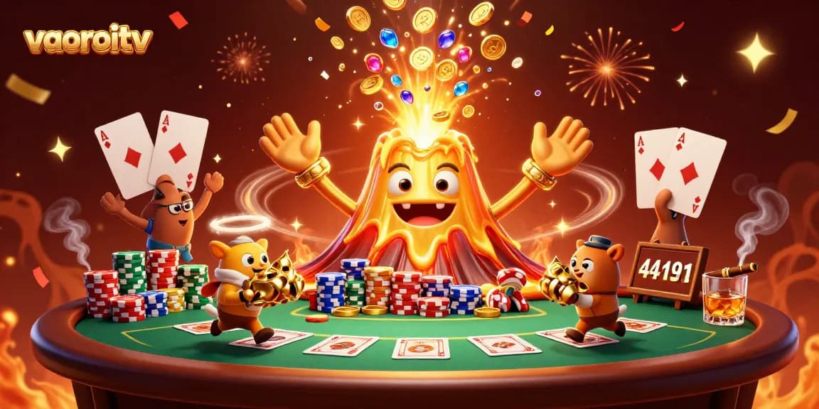 Experience the thrill of vaoroitv with golden treasures and poker action in this vibrant gaming scene.