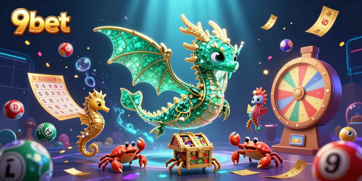 Engage with the vibrant world of 9bet in this detailed casino-themed illustration.