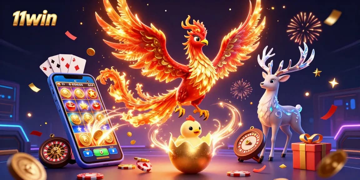 Experience thrilling gameplay with 11WIN featuring a vibrant phoenix and gaming elements