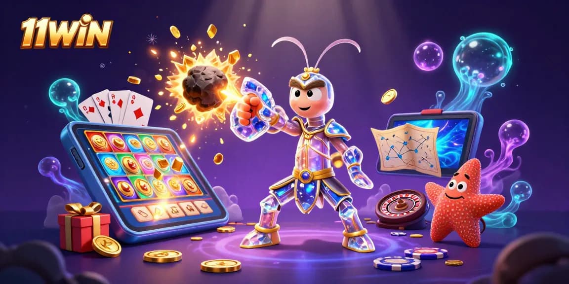 Experience exciting wins at 11WIN with our vibrant 3D illustration of a galactic samurai and slot games!