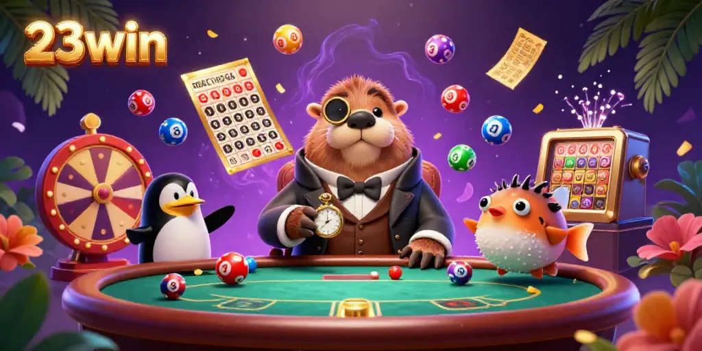 Play poker with charming 23win characters and vibrant elements showcasing gambling excitement underwater.