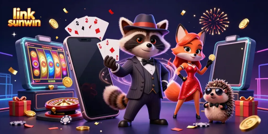 Experience dynamic gameplay action with link sunwin on an engaging casino scene, featuring charming characters.