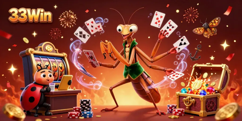 Experience the captivating 33Win casino environment with lively characters and dynamic gaming elements.