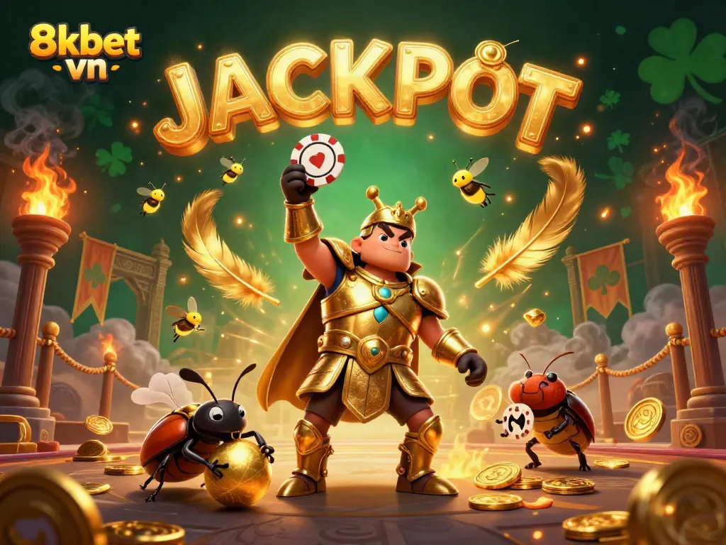 Experience excitement with 8xbet vn as the herculean beetle celebrates a poker victory!