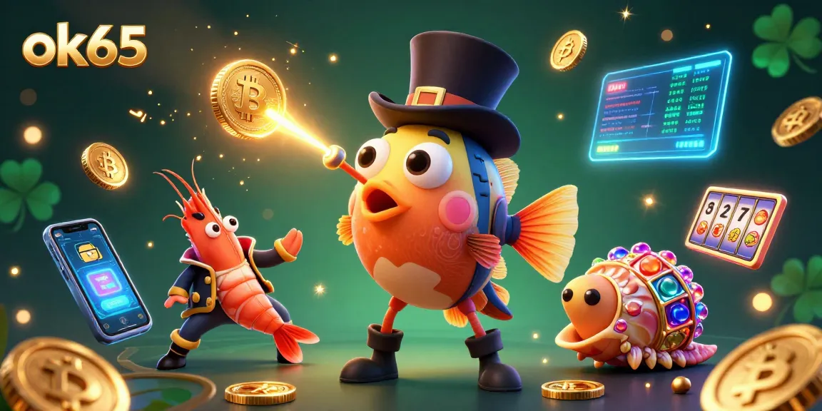 Engage with ok65 gaming adventures, featuring vibrant deep-sea characters and dynamic slot elements.