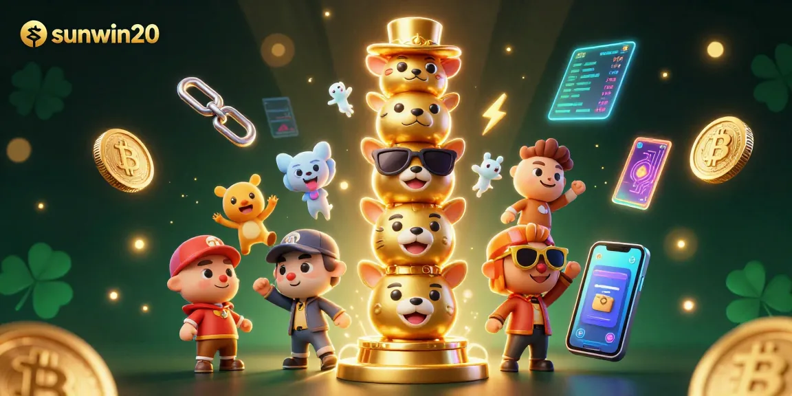 Experience thrilling gaming action with sunwin20 featuring dynamic casino elements, colorful coins, and vibrant characters.