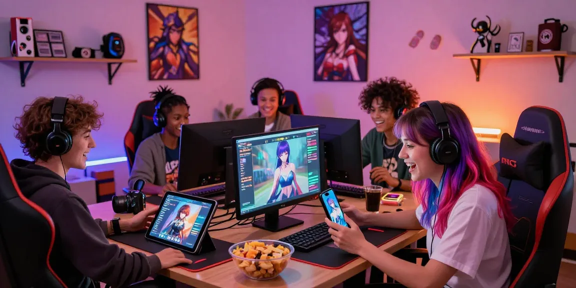 Engaging players enjoying hot multiplayer game hentai action in a cozy setting.