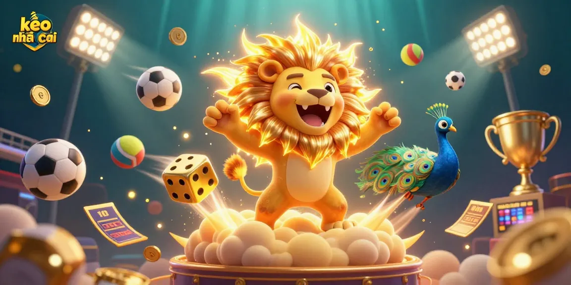 Experience dynamic sports betting with keo nha cai's vibrant 3D illustration showcasing thrilling game elements.
