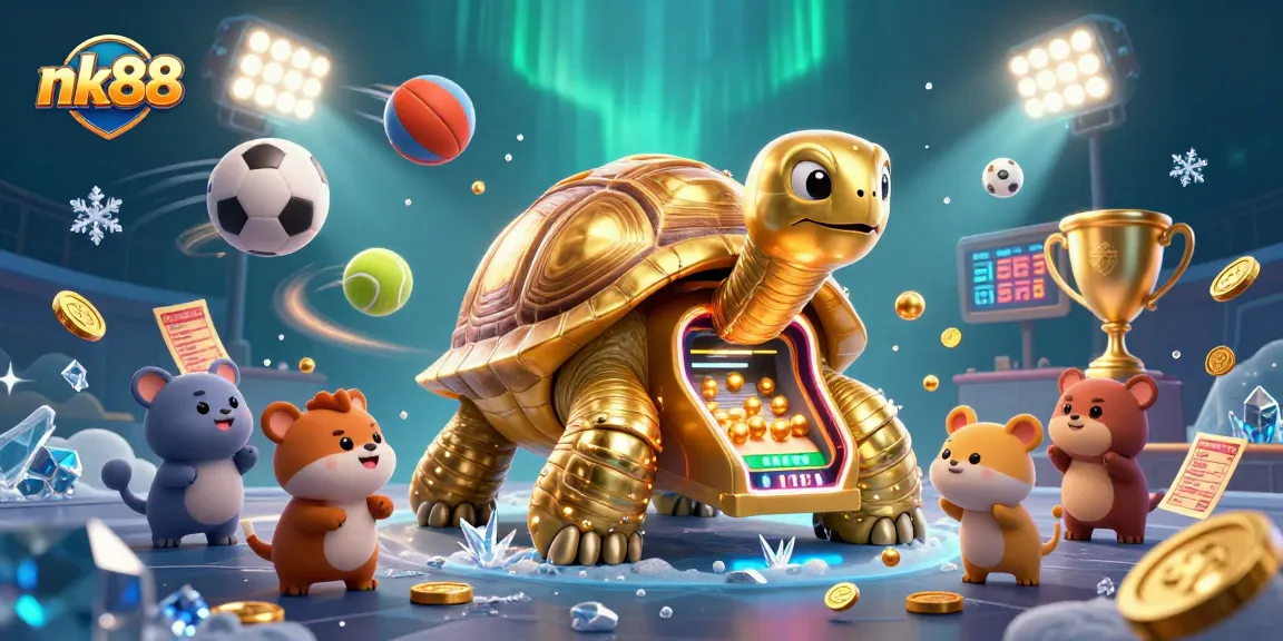 Experience gaming excitement at nk88 with a vibrant, dynamic casino scene featuring sports elements.