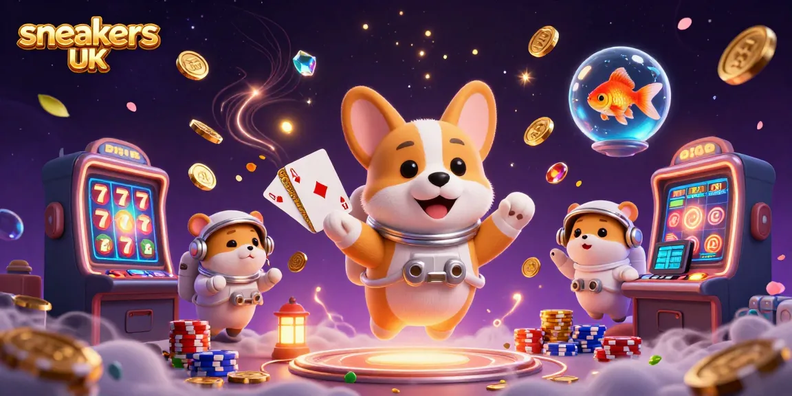 Exciting gameplay at sneakers UK casino featuring slots and chips in a dynamic 3D scene.
