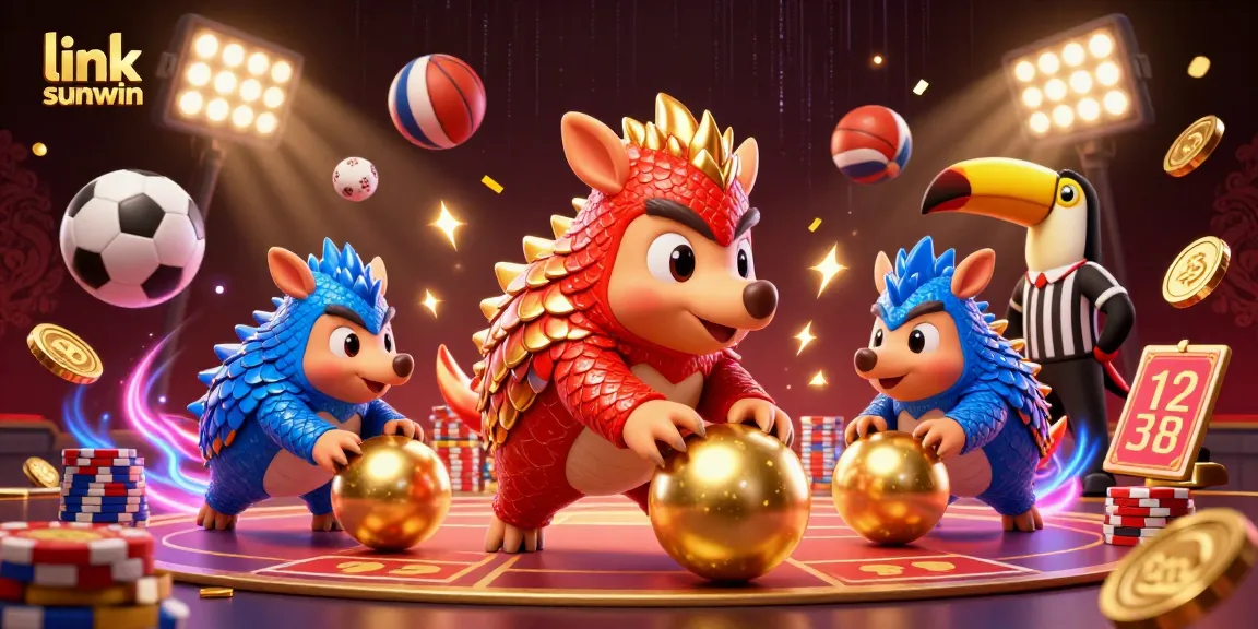Engage with the thrilling action of linking sunwin as pangolins roll through poker chips and golden elements.