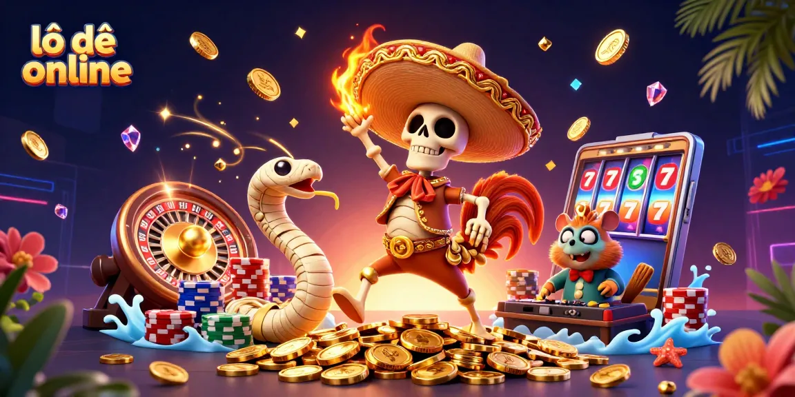 Experience lô đề online gaming with energetic characters and dynamic casino elements in a vibrant scene.